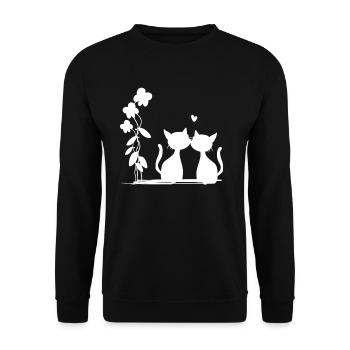 les amoureux des chats adorent la plante à chat - Sweat-shirt Unisexe - noir - Devant - Alina (178cm) & Michal (187cm)