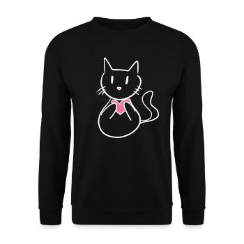 Cat cute cartoon heart - Unisex Sweatshirt - black - Front - Alina (178cm) & Michal (187cm)