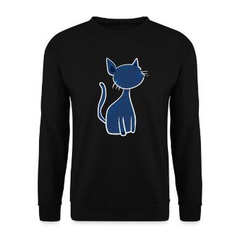 blaue Katze symbol süß cartoon - Unisex Pullover - Schwarz - Vorne - Alina (178cm) & Michal (187cm)