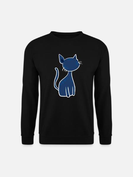 blaue Katze symbol süß cartoon - Unisex Pullover - Schwarz