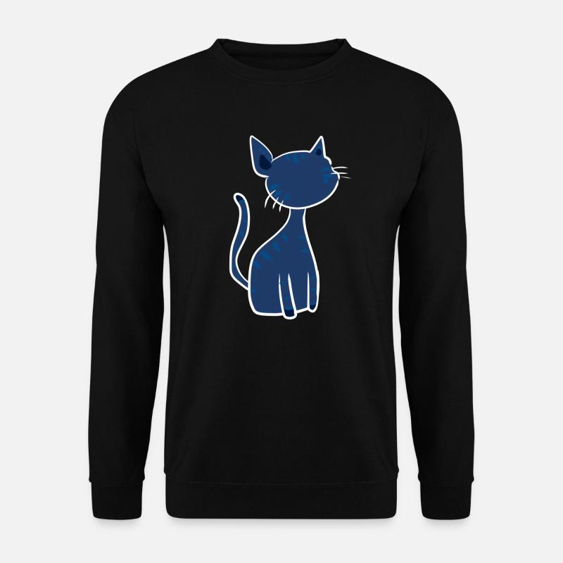 blaue Katze symbol süß cartoon - Unisex Pullover - Schwarz