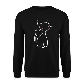 katze symbol süß cartoon haustier - Unisex Pullover - Schwarz - Vorne - Alina (178cm) & Michal (187cm)