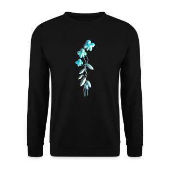 blaue blumen symbol glitzer pflanzen - Unisex Pullover - Schwarz - Vorne - Alina (178cm) & Michal (187cm)