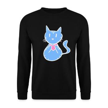 blaue Katze Symbol cartoon herz - Unisex Pullover - Schwarz - Vorne - Alina (178cm) & Michal (187cm)