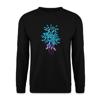 symbol plant blue shiny - Unisex Sweatshirt - black - Front - Alina (178cm) & Michal (187cm)
