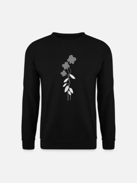 fleurs de rose plantes grises - Sweat-shirt Unisexe - noir
