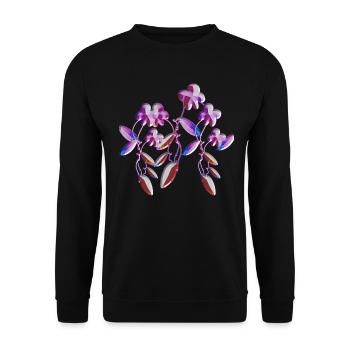 lila blumen symbol glitzer pflanzen pflanze - Unisex Pullover - Schwarz - Vorne - Alina (178cm) & Michal (187cm)