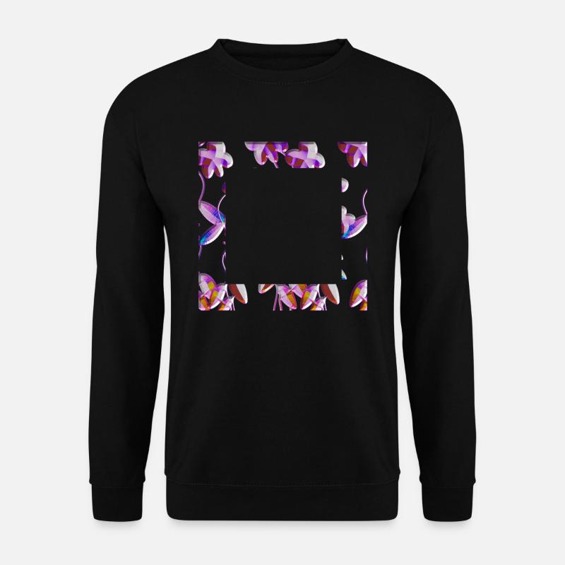 purple flowers glitter plant frame - Unisex Sweatshirt - black