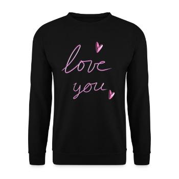 liebe dich herz pink - Unisex Pullover - Schwarz - Vorne - Alina (178cm) & Michal (187cm)