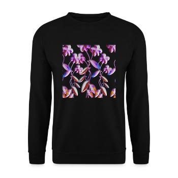 lila blumen muster glitzer pflanze - Unisex Pullover - Schwarz - Vorne - Alina (178cm) & Michal (187cm)