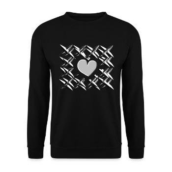 graues herz muster - Unisex Pullover - Schwarz - Vorne - Alina (178cm) & Michal (187cm)