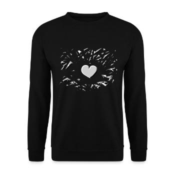 herz muster grau liebe symbol scherben - Unisex Pullover - Schwarz - Vorne - Alina (178cm) & Michal (187cm)