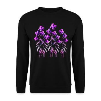 fleurs violettes symbole plante scintillante - Sweat-shirt Unisexe - noir - Devant - Alina (178cm) & Michal (187cm)