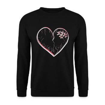 heart symbol broken sad scars - Unisex Sweatshirt - black - Front - Alina (178cm) & Michal (187cm)
