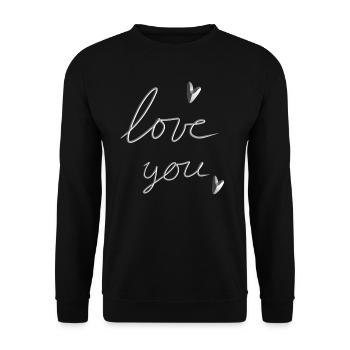 liebe dich text grau herzen - Unisex Pullover - Schwarz - Vorne - Alina (178cm) & Michal (187cm)