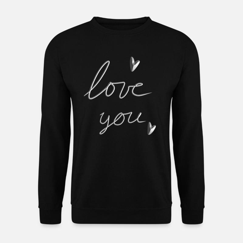 liebe dich text grau herzen - Unisex Pullover - Schwarz