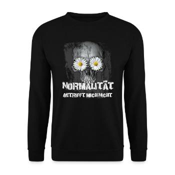 Normalität betrifft mich nicht - Unisex Pullover - Schwarz - Vorne - Alina (178cm) & Michal (187cm)