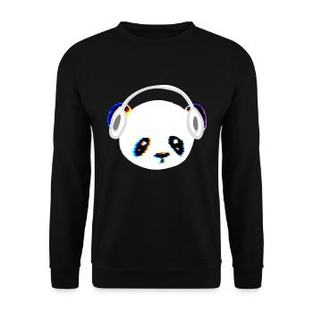 Panda Kopfhörer Musik Kopf Tier - Unisex Pullover - Schwarz - Vorne - Alina (178cm) & Michal (187cm)
