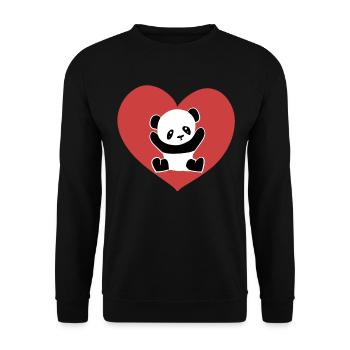rotes herz panda liebe symbol - Unisex Pullover - Schwarz - Vorne - Alina (178cm) & Michal (187cm)
