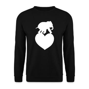 Tierliebe Herz Elefant - Unisex Pullover - Schwarz - Vorne - Alina (178cm) & Michal (187cm)