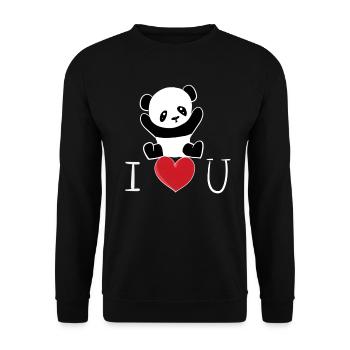 Panda ich liebe dich tier symbol - Unisex Pullover - Schwarz - Vorne - Alina (178cm) & Michal (187cm)