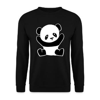 Süßer Panda Tier Symbol Bär - Unisex Pullover - Schwarz - Vorne - Alina (178cm) & Michal (187cm)