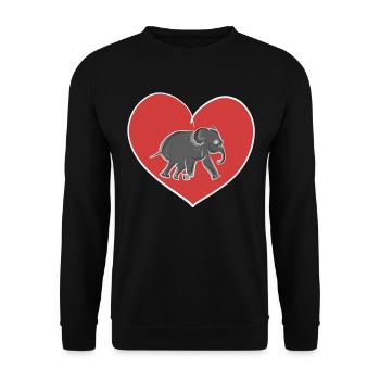 rotes Herz Tierliebe Elefant - Unisex Pullover - Schwarz - Vorne - Alina (178cm) & Michal (187cm)
