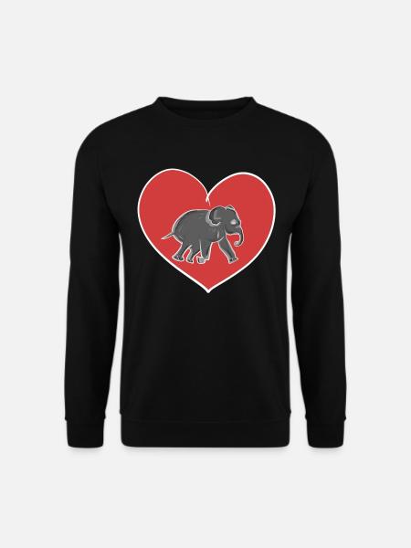 rotes Herz Tierliebe Elefant - Unisex Pullover - Schwarz