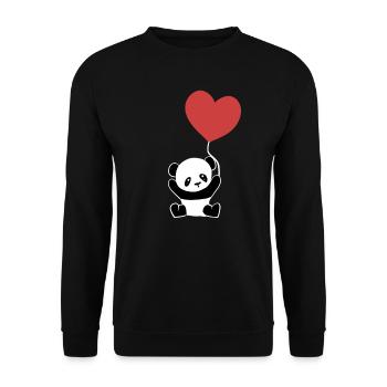 Liebe Symbol Panda Herz Rot Luftballon - Unisex Pullover - Schwarz - Vorne - Alina (178cm) & Michal (187cm)