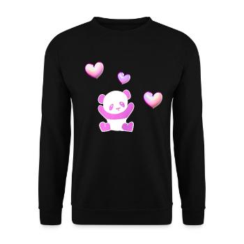 pinker panda tier herzen - Unisex Pullover - Schwarz - Vorne - Alina (178cm) & Michal (187cm)
