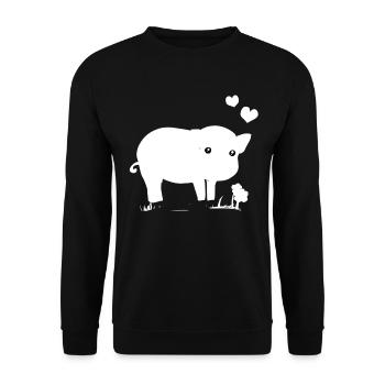 Schwein Süß rosa herzen blume - Unisex Pullover - Schwarz - Vorne - Alina (178cm) & Michal (187cm)