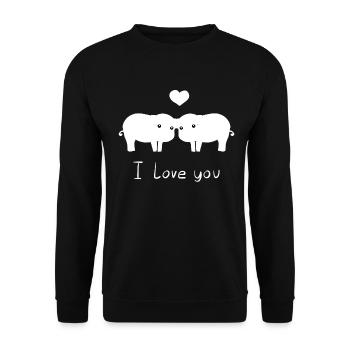Schweine pärchen ich liebe dich - Unisex Pullover - Schwarz - Vorne - Alina (178cm) & Michal (187cm)