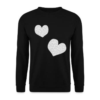 zwei rosa herzen glitzer herz - Unisex Pullover - Schwarz - Vorne - Alina (178cm) & Michal (187cm)