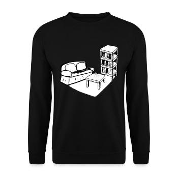 Wohnen Symbol Tisch Sofa Wohnzimmer regal - Unisex Pullover - Schwarz - Vorne - Alina (178cm) & Michal (187cm)