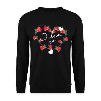 ich liebe dich herz blume form blumen - Unisex Pullover - Schwarz - Vorne - Alina (178cm) & Michal (187cm)