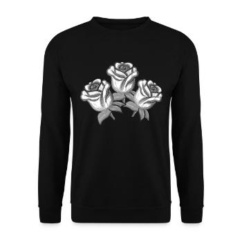 Plante grise Trois Fleurs Rose Paillettes - Sweat-shirt Unisexe - noir - Devant - Alina (178cm) & Michal (187cm)