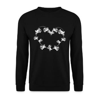 graue pflanzen linie blume rosen herz form - Unisex Pullover - Schwarz - Vorne - Alina (178cm) & Michal (187cm)