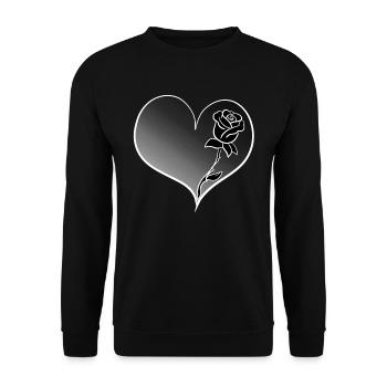 rose blume herz symbol grau form - Unisex Pullover - Schwarz - Vorne - Alina (178cm) & Michal (187cm)