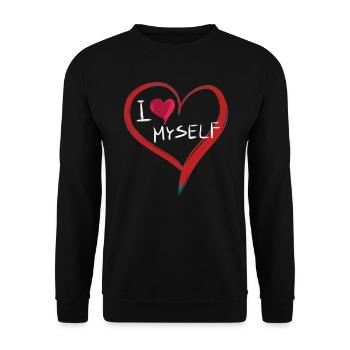 ich liebe mich herz text symbol - Unisex Pullover - Schwarz - Vorne - Alina (178cm) & Michal (187cm)