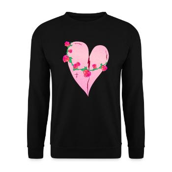 heart roses scars pink icon - Unisex Sweatshirt - black - Front - Alina (178cm) & Michal (187cm)