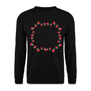 Frame Rose Flower Rose Square Flowers - Unisex Sweatshirt - black - Front - Alina (178cm) & Michal (187cm)