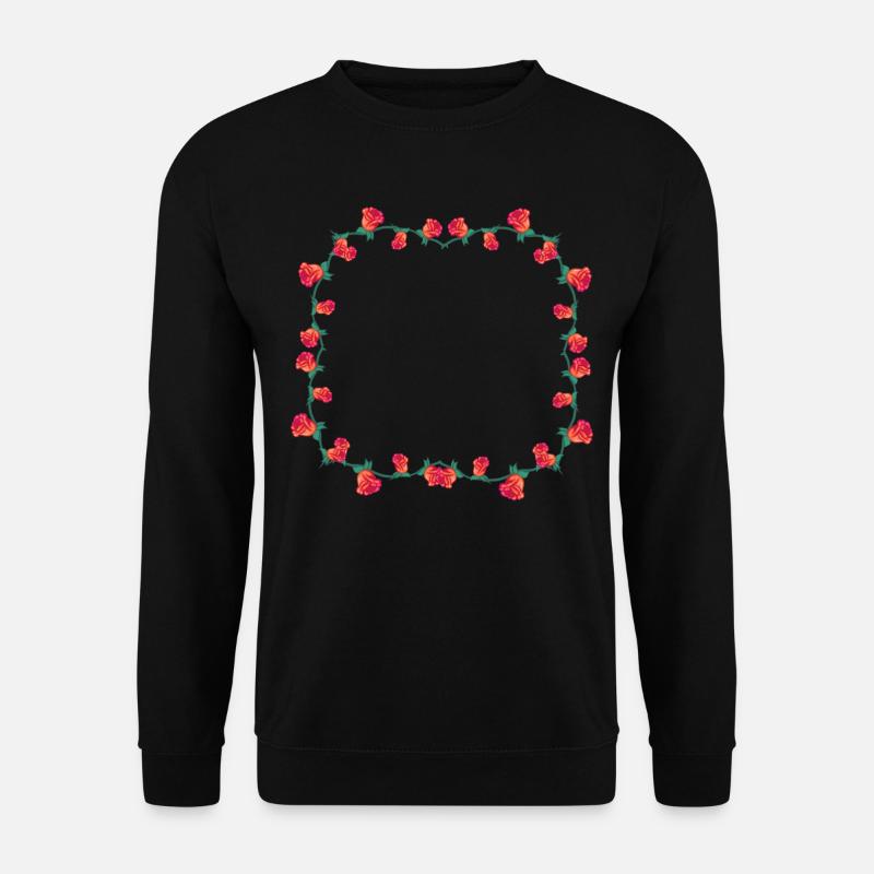 rahmen rosen blume rose quadrat blumen - Unisex Pullover - Schwarz