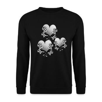 drei herzen blume herz form symbol grau - Unisex Pullover - Schwarz - Vorne - Alina (178cm) & Michal (187cm)