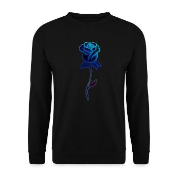 blaue pflanze rose blume - Unisex Pullover - Schwarz - Vorne - Alina (178cm) & Michal (187cm)