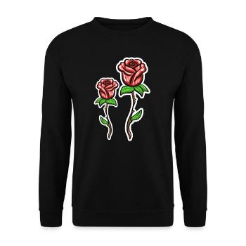 Symbol Flower Shape Plant Red Roses - Unisex Sweatshirt - black - Front - Alina (178cm) & Michal (187cm)