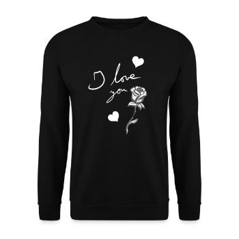 ich liebe dich rose blume herzen - Unisex Pullover - Schwarz - Vorne - Alina (178cm) & Michal (187cm)