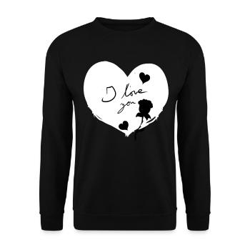 Coeur je t’aime fleurs Symbole de la Saint-Valentin - Sweat-shirt Unisexe - noir - Devant - Alina (178cm) & Michal (187cm)