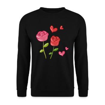 herzen blumen pflanzen symbol liebe - Unisex Pullover - Schwarz - Vorne - Alina (178cm) & Michal (187cm)