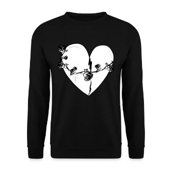 herz rosen narben grau symbol - Unisex Pullover - Schwarz - Vorne - Alina (178cm) & Michal (187cm)