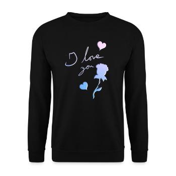 ich liebe dich rose blume herzen - Unisex Pullover - Schwarz - Vorne - Alina (178cm) & Michal (187cm)